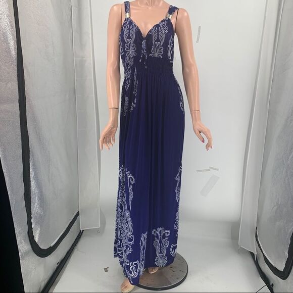 ACE Fashion Size XXXXL Deep Violet/Blue Jersey Knit Stretchy Maxi Dress - Picture 1 of 10